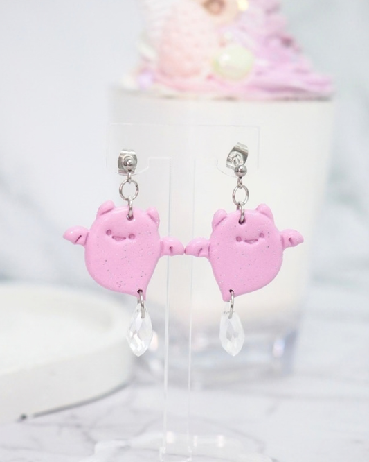 ♡ 耳環ꔚ粉紫蝙蝠小鬼 ♡ SLCE024