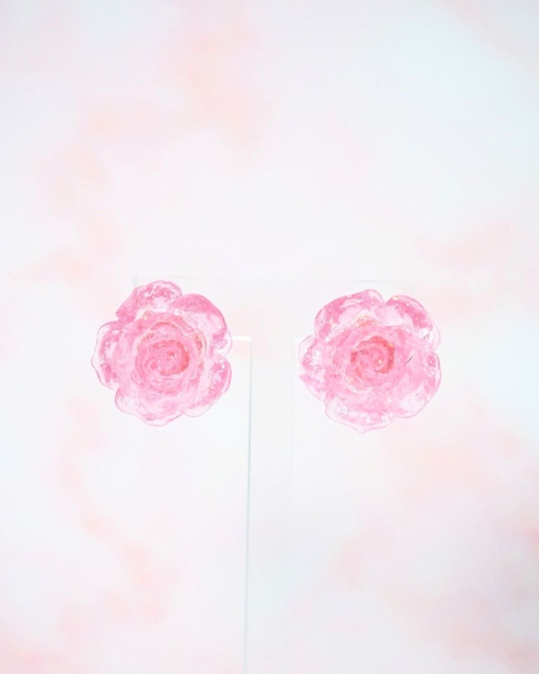♡ 耳環ꔚ閃閃粉紅玫瑰 ♡ SLCE023