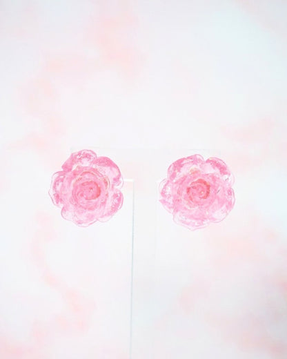 ♡ 耳環ꔚ閃閃粉紅玫瑰 ♡ SLCE023