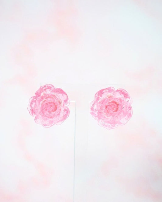 ♡ 耳環ꔚ閃閃粉紅玫瑰 ♡ SLCE023