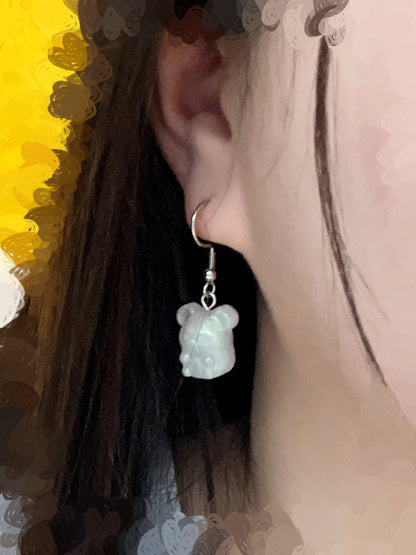 ♡ 耳環ꔚBB熊 ♡ 極光綠